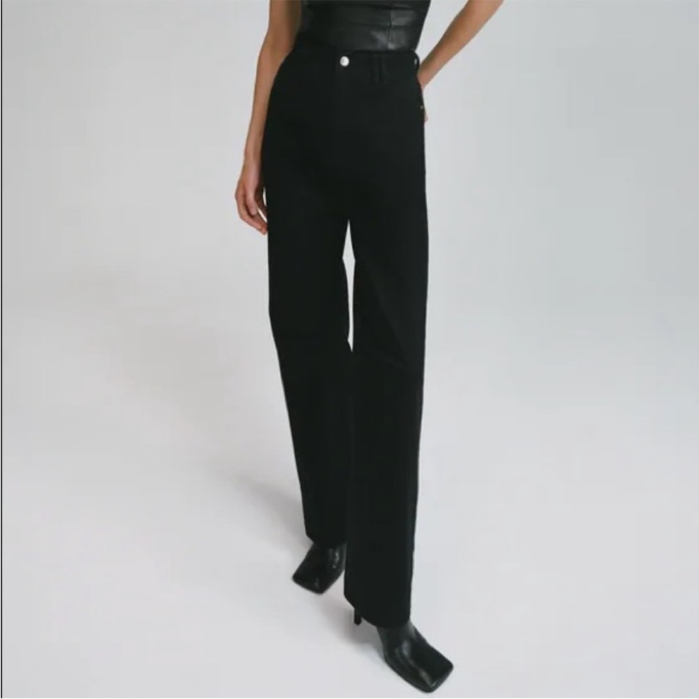 NEW Zara The High Waist Straight Leg Full Length Slim Fit Jeans Black Si…